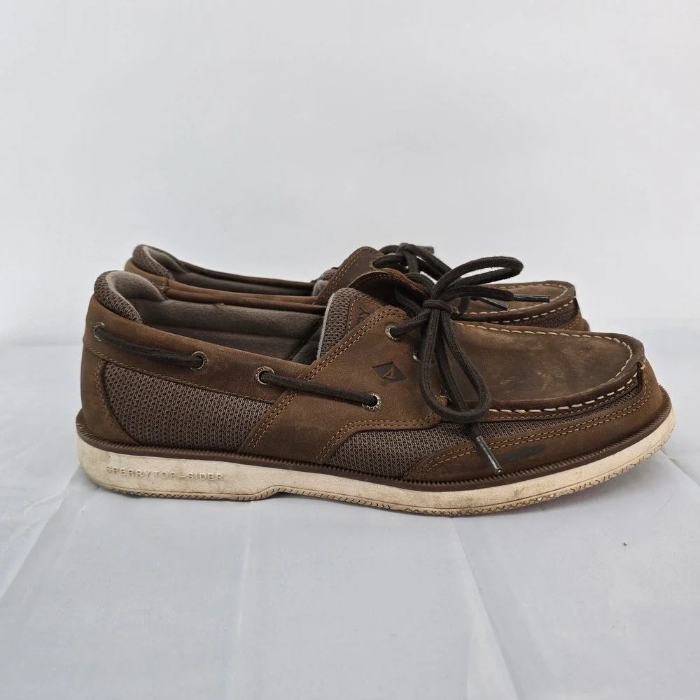 Sperry Top-Sider Mens Billfish Boat Shoes Brown Leather Mesh STS22068 Size 12 W